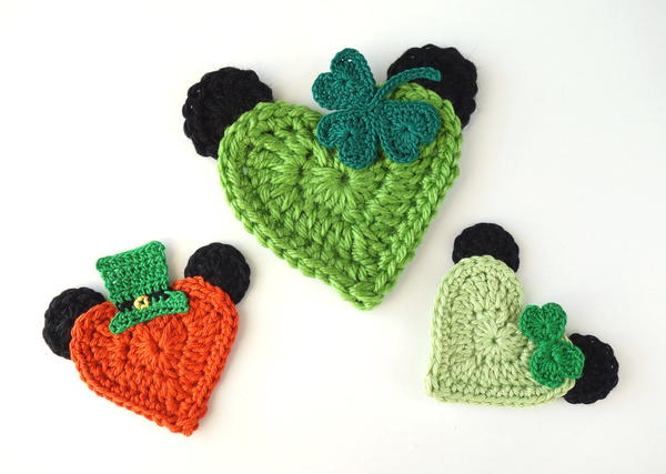 St Patrick’s Day Mickey and Minnie Heart Appliques