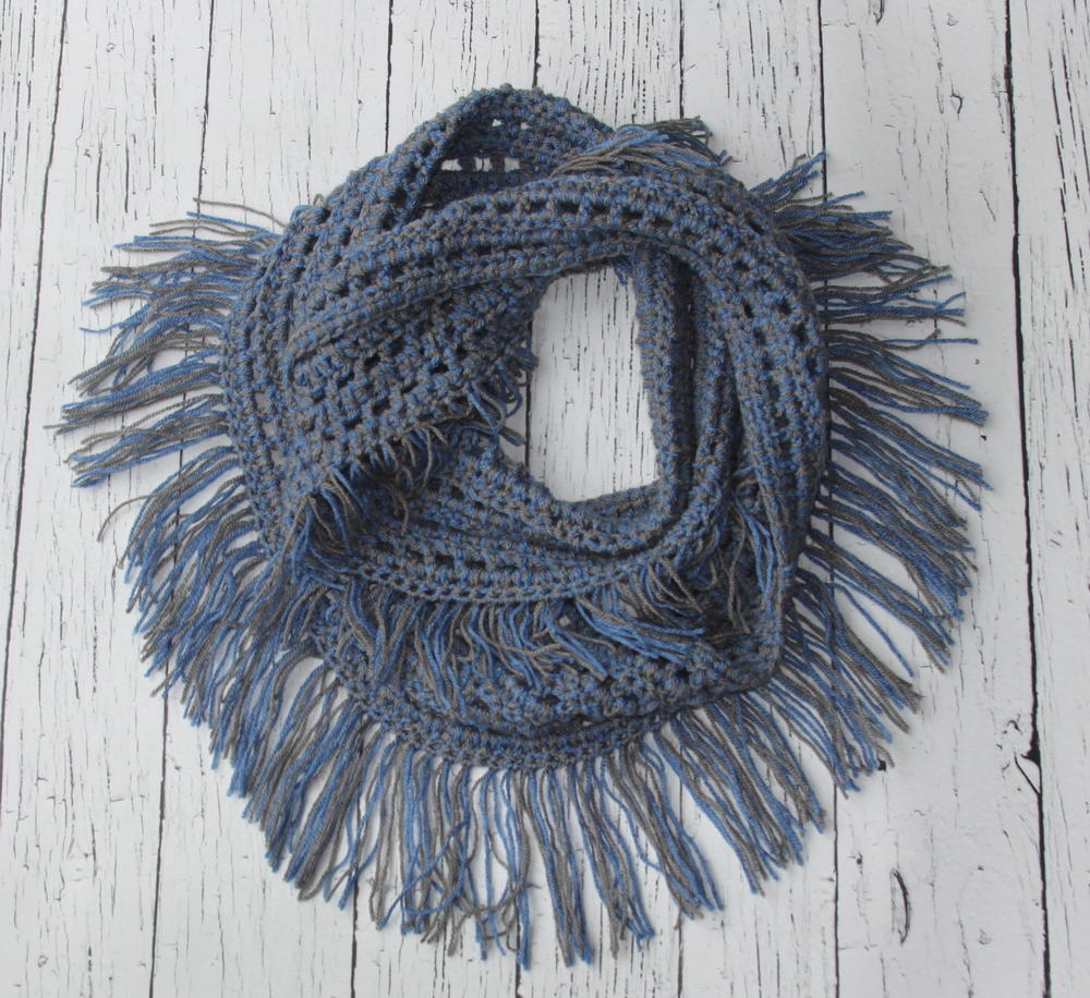 The Laura Fringe Infinity Scarf | AllFreeCrochet.com