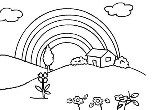 rainbow coloring page allfreekidscraftscom