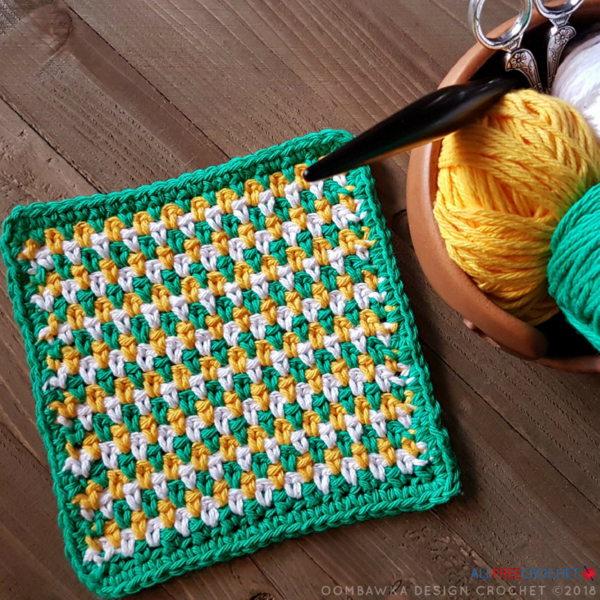 Seed Stitch Crochet Dishcloth Free Pattern