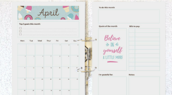Printable Monthly Planner Page