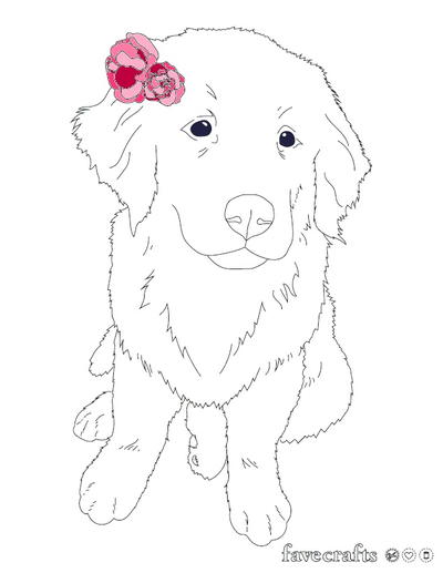 Flower Puppy Coloring Page