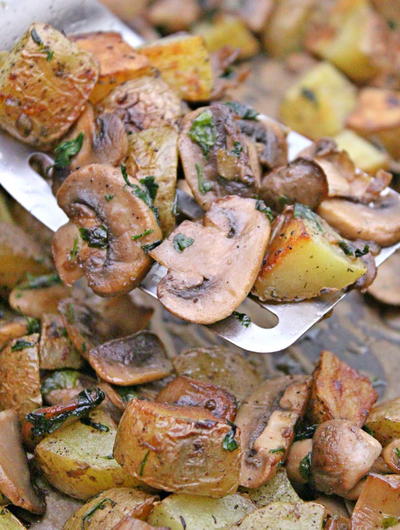 Roasted Potatoes and Mushrooms