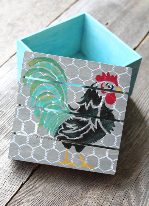 Wooden Rooster Gift Box