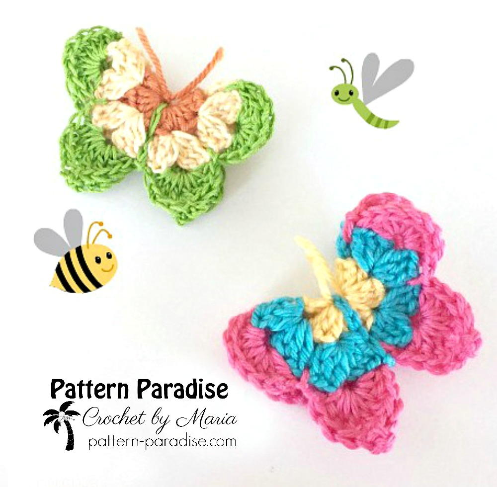 Sweet Crochet Butterfly Applique - Free Patterns