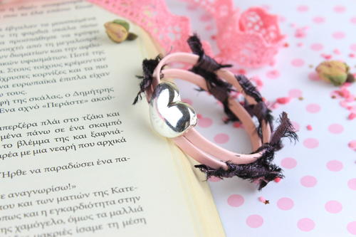 Double Layer Leather Bracelet with a Heart