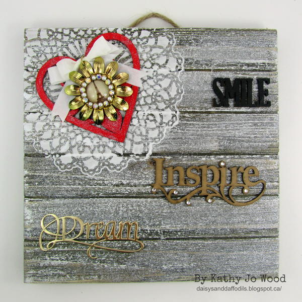 "Smile Inspire Dream" Shimmery Wooden Wall Art