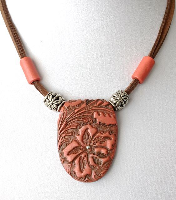 Orange Flower Cord Necklace