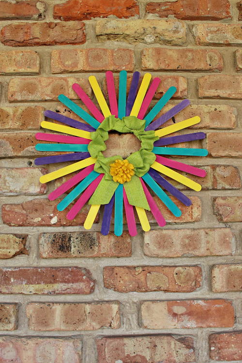 DIY Spring Wreath with Craft Sticks