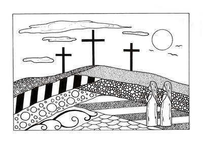 Golgotha Christian Coloring Page for Adults