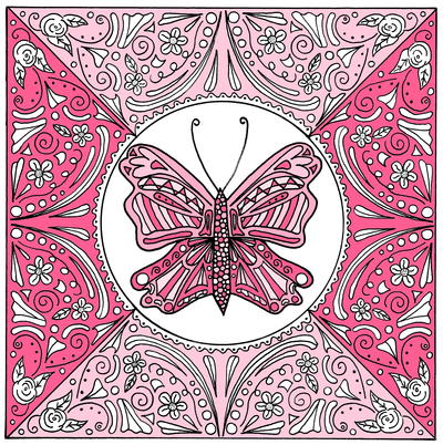 Butterfly Lace Mandala Adult Coloring Page