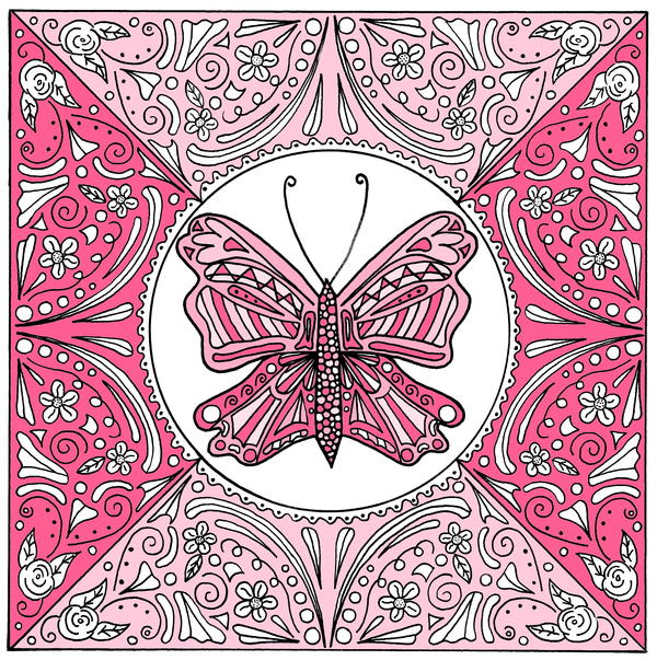 Butterfly Lace Mandala Adult Coloring Page