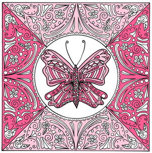 Butterfly Lace Mandala Adult Coloring Page