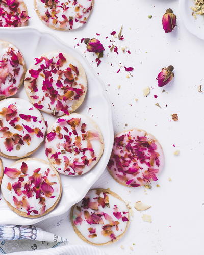 Milk Masala Shortbread Cookies with Rose Glaze