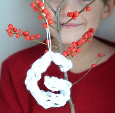 Finger Knit Letter Ornament