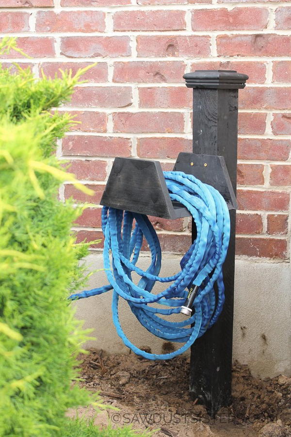 DIY planter box with hose reel