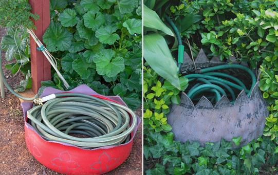 Tire Planter Hose Storage