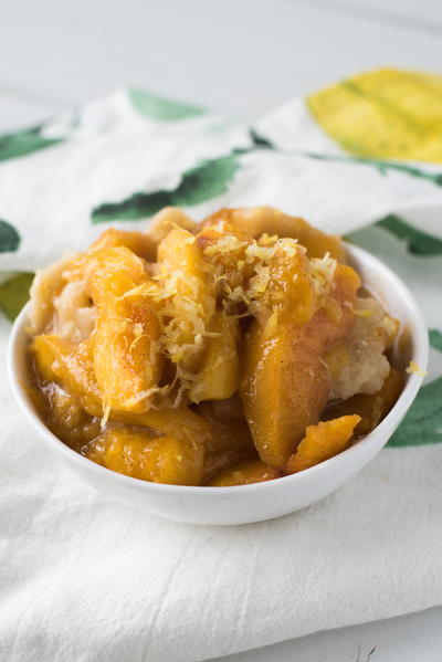 One Hour Bisquick Peach Cobbler