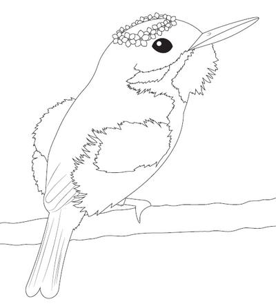 Flower Crowned Hummingbird Coloring Page