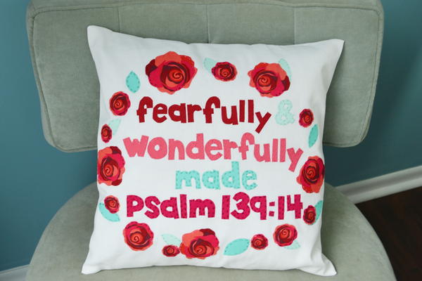 Fearfully  Wonderfully Made DIY Scripture Pillow
