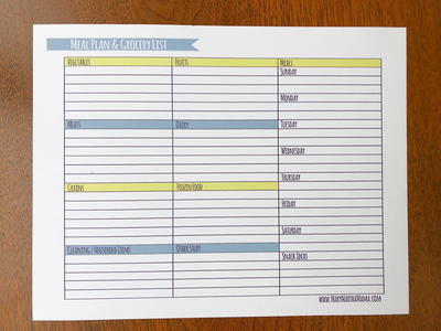 Weekly Meal Planner and Grocery List Printable