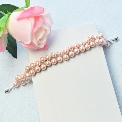 Pink Glass Pearl Beads Bracelet
