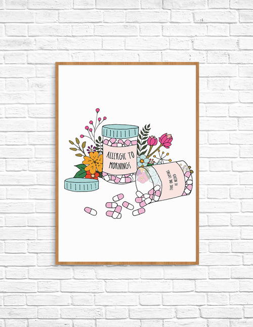 Allergic to Mornings Free Printable Art