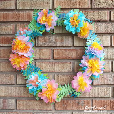 Tropical Coffee Filter Flower DIY Wreath