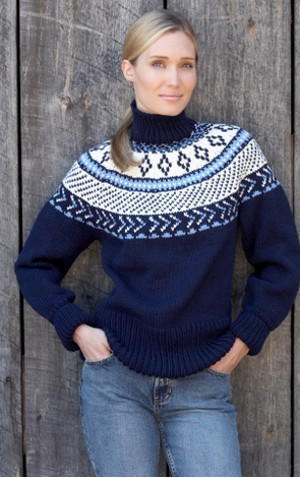 Women's Fairisle Yoke Sweater Kaiapoi 513 knitting pattern 12 ply triple yarn 