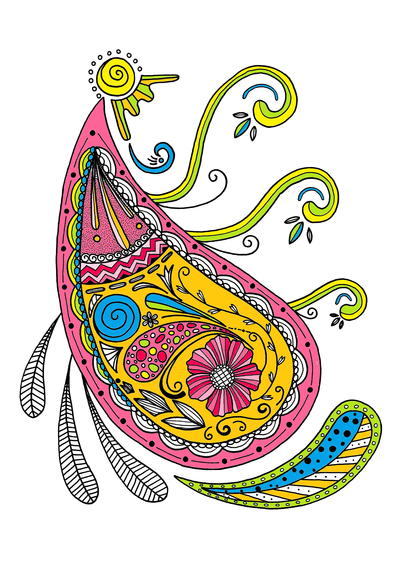 Paisley Pattern Adult Coloring Page