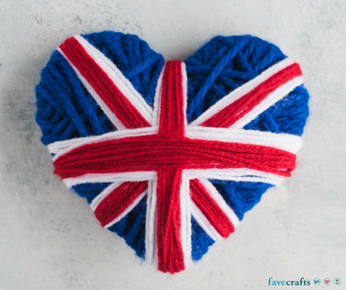Union Jack Yarn Heart Garland