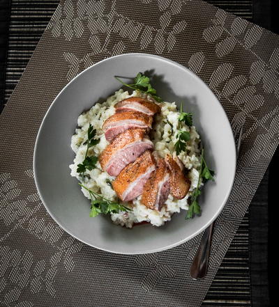 Pan-Seared Duck Breast on Risotto 