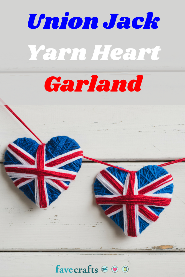 Union Jack Yarn Heart Garland