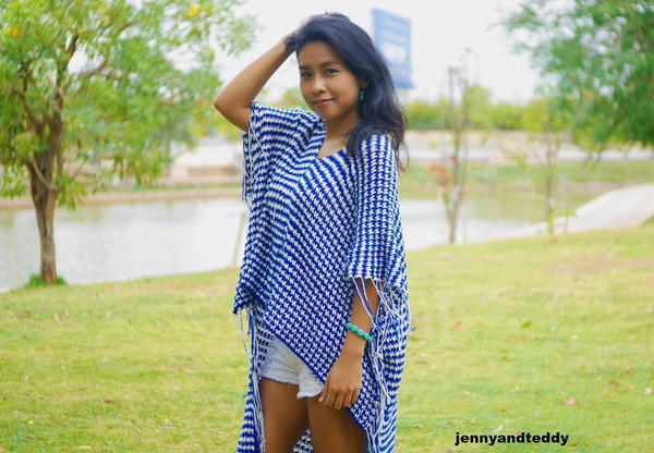 Boho Chic Houndtooth Poncho