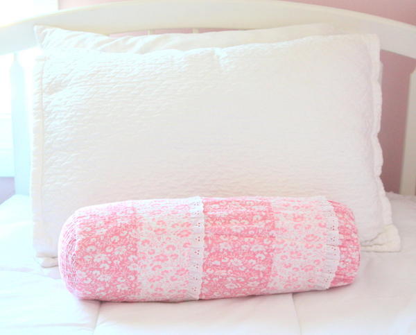 Upcycled Nightgown Bolster Pillow