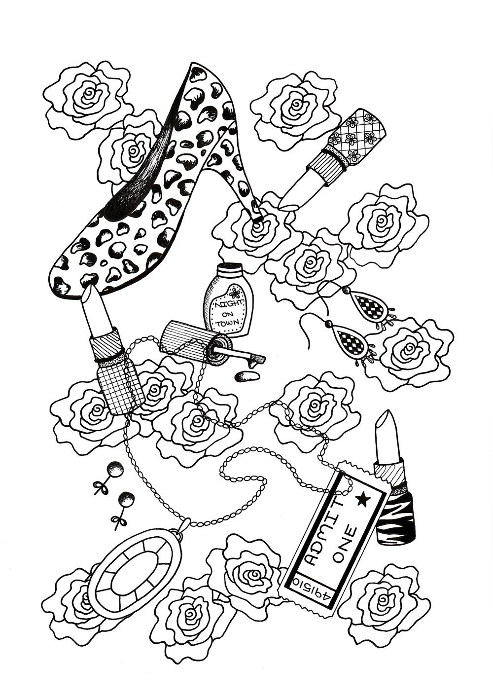 Night Out Adult Coloring Page | FaveCrafts.com