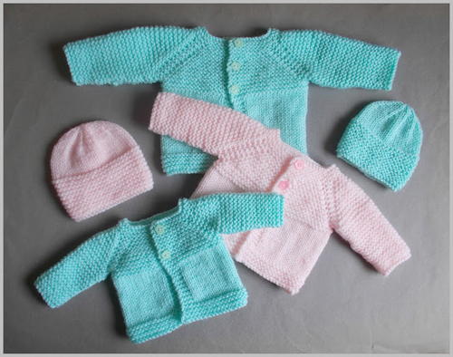 BABY KNITTING  Pattern for allin one set   prem/ 3 month    10/ 16  inches 
