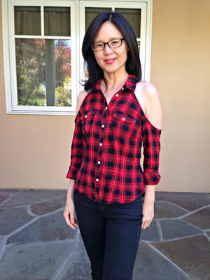 Cold Shoulder Flannel Shirt Refashion