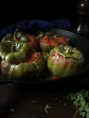 Pork Meatloaf Stuffed Green Bell Peppers