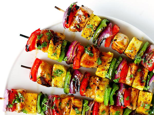 Rainbow Hawaiian Chicken Skewers