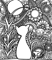 Springtime Cat Coloring Page | FaveCrafts.com