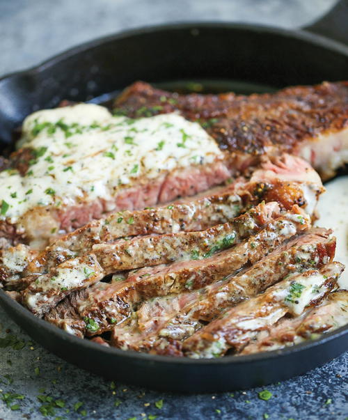 Steak with Garlic Parmesan Sauce