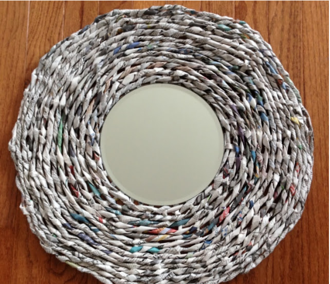 DIY Newspaper Mirror Frame