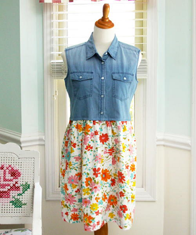 Denim Shirt Dress Upcycling Project