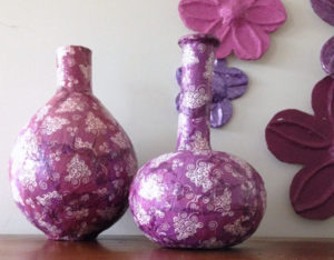 Decoupaged Paper Mache Vases