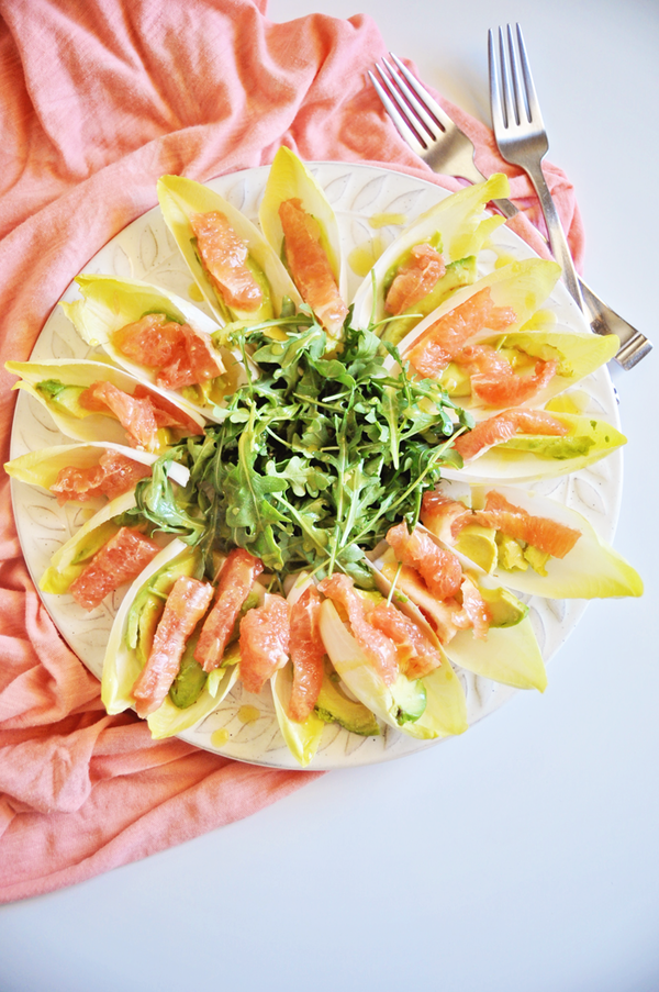 Grapefruit Avocado Salad with Endives and Mustard Vinaigrette