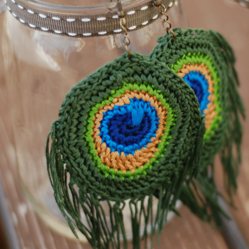 Peacock Crochet Earrings