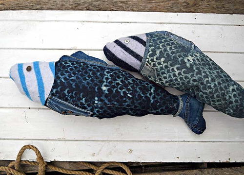 Upcycled Denim Fish Pillows