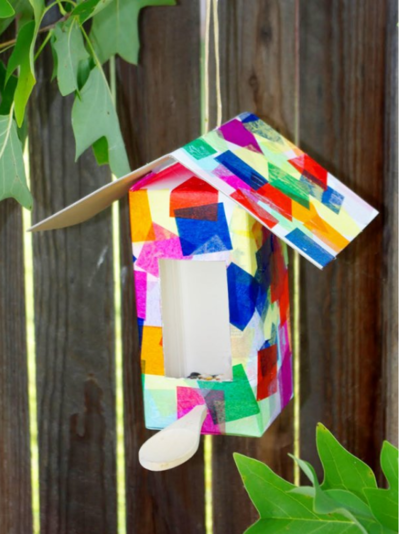 Milk Carton Birdhouse and Birdfeeder Kid Craft ...