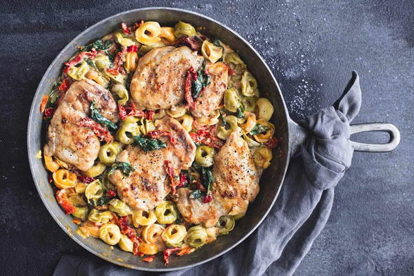 One Pan Garlic Tuscan Chicken Tortellini